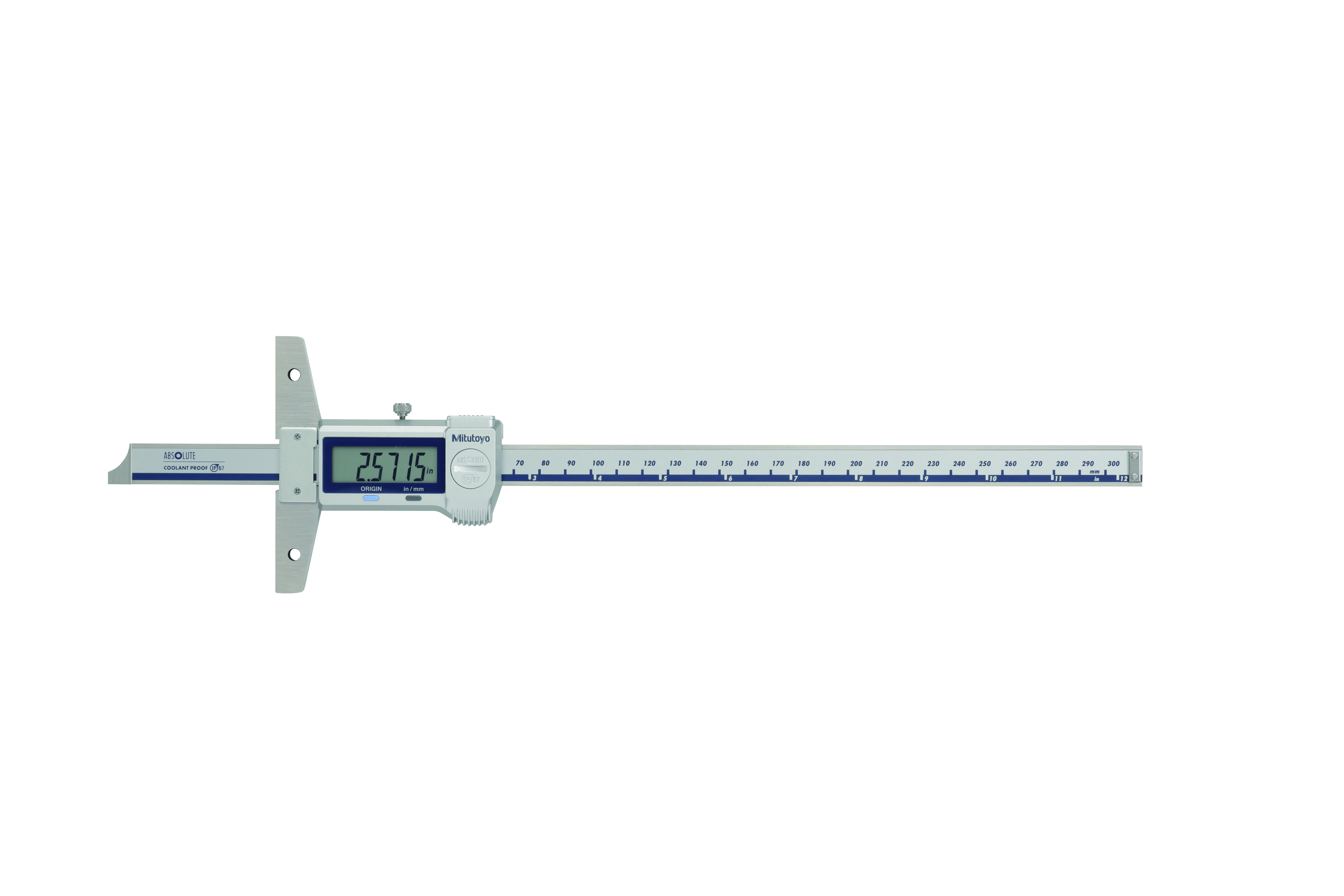 Mitutoyo, 571-263-20, Absolute digimatic depth gage,12in/300mm range, .0005in/.01mm resolution, 320g