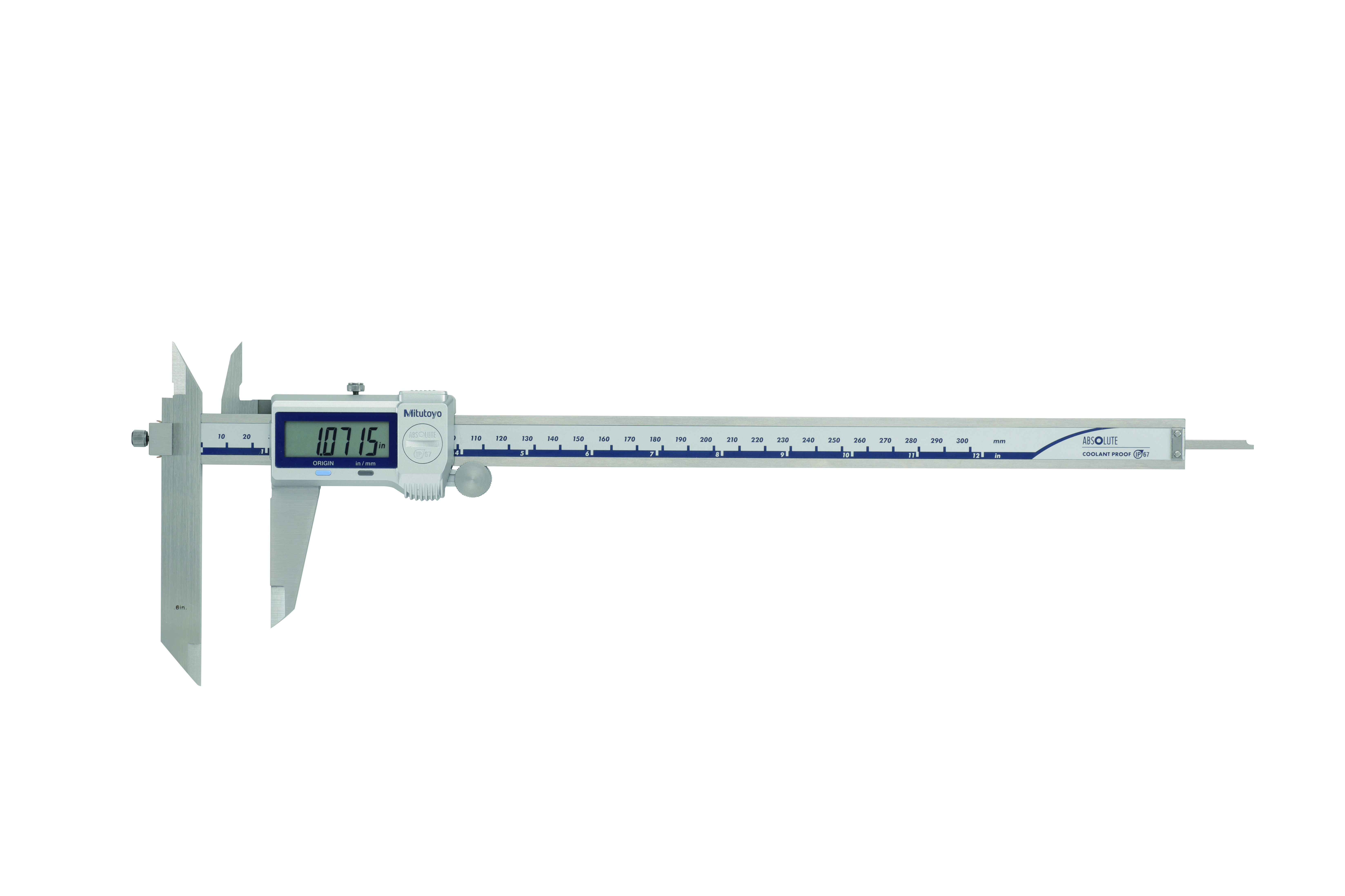 Mitutoyo, 573-704-20, Digimatic Offset Caliper  0-12 In/0-300mm, .0005 In/0.01mm, �.0015 In Accuracy