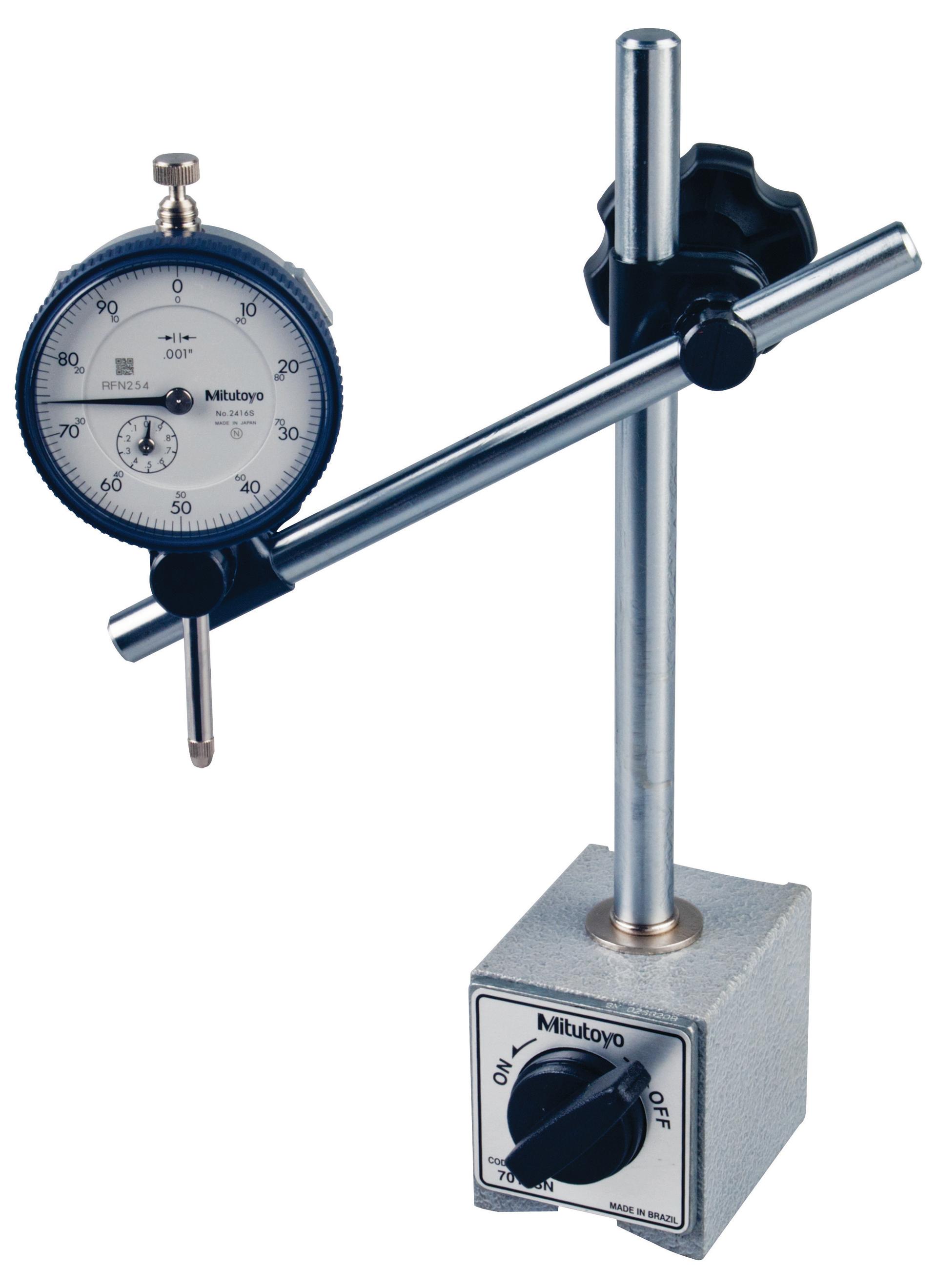 Mitutoyo, 64PKA079B, MAGNETIC STAND W/ DIAL INDICATOR (2416S)