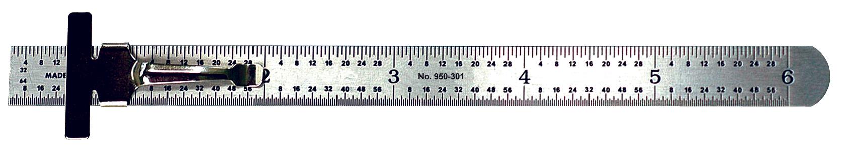 Mitutoyo, 950-301, 6 In, Pocket Steel Rule, 1/2 In Wide , Pocket Clip, (1/32, 1/64) 