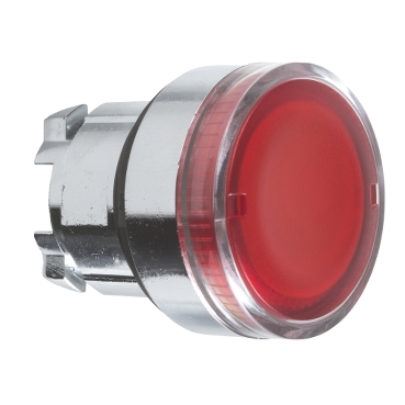 SCHNEIDER, ZB4BW34, HEAD FOR ILLUMINATED PUSH BUTTON, HARMONY XB4, METAL, FLUSH, RED, 22MM, SPRIN...
